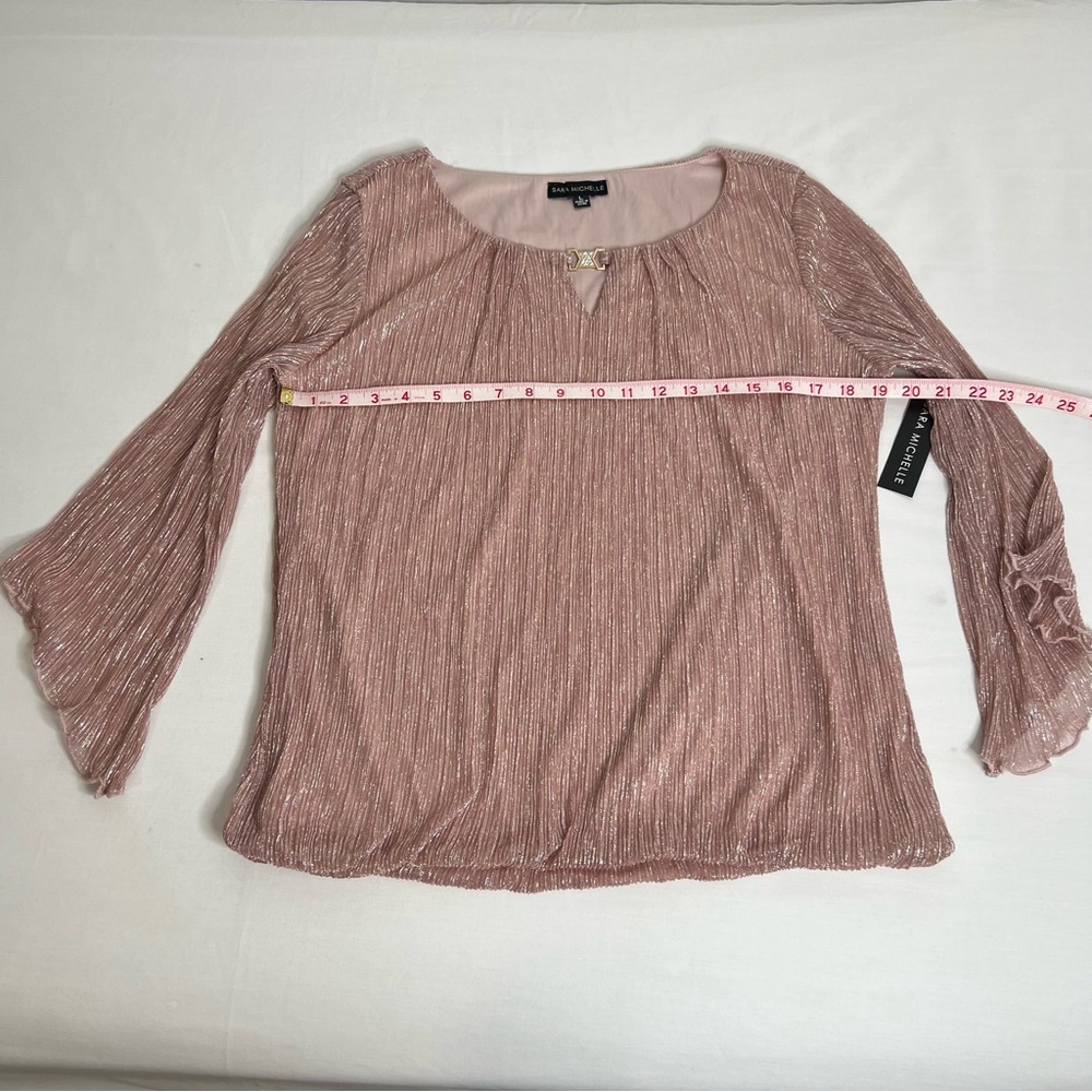 Sara Michelle Women blouse  Long Sleeve Sparkle Rose Gold  Size L - Picture 3 of 7